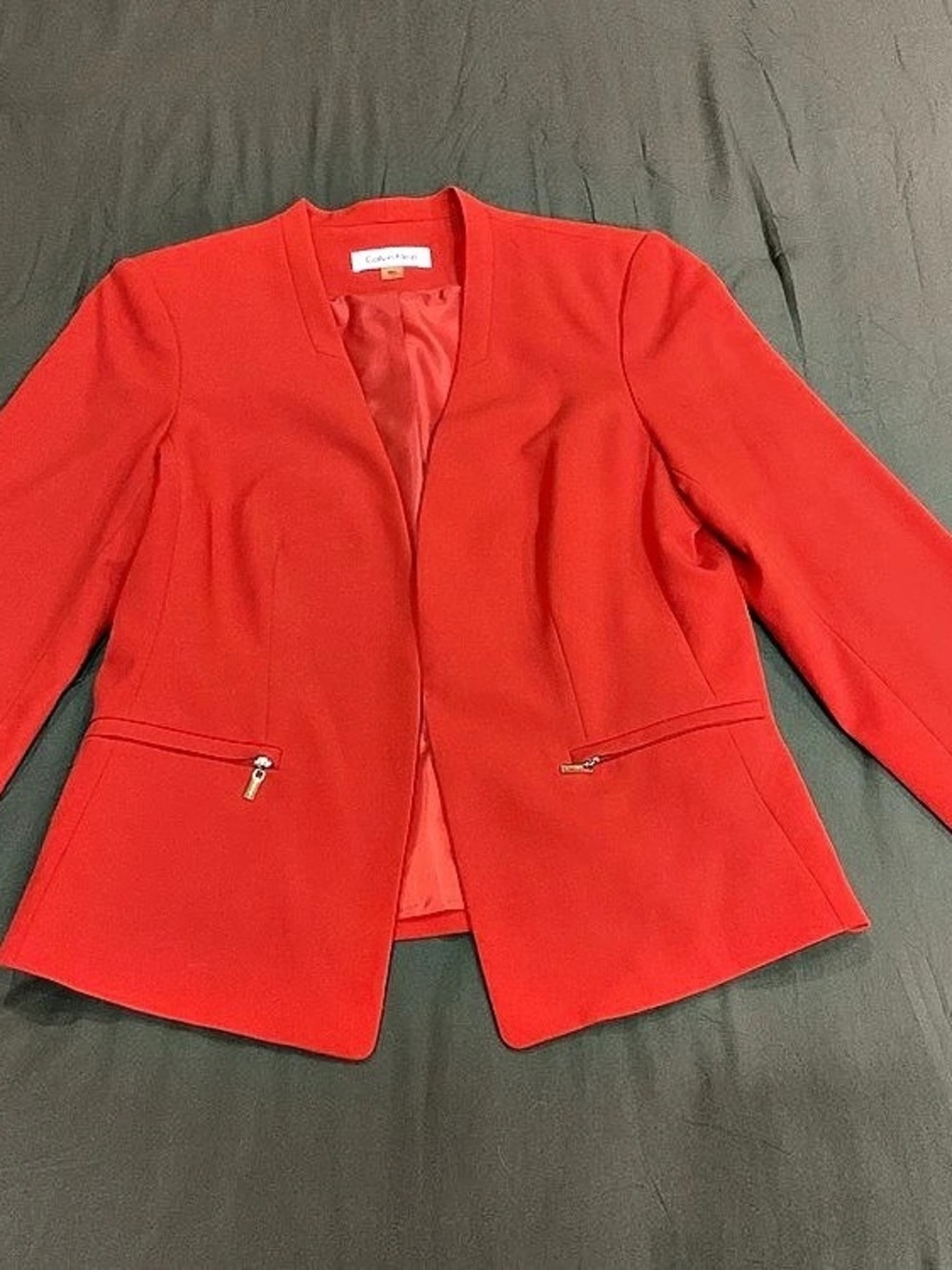 Calvin Klein burnt Orange Zip Pocket Blazer Size 12 Like New